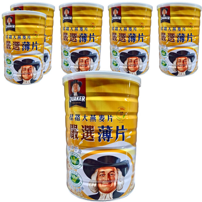 QUAKER 桂格 嚴選薄片麥片, 800g, 6罐