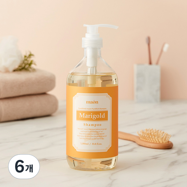 큐어실드 마온 퓨어리치 샴푸 매리골드 유자향, 1L, 6개