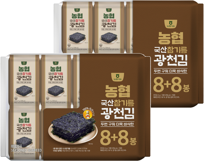 농협식품 참기름 광천김, 4g, 32개
