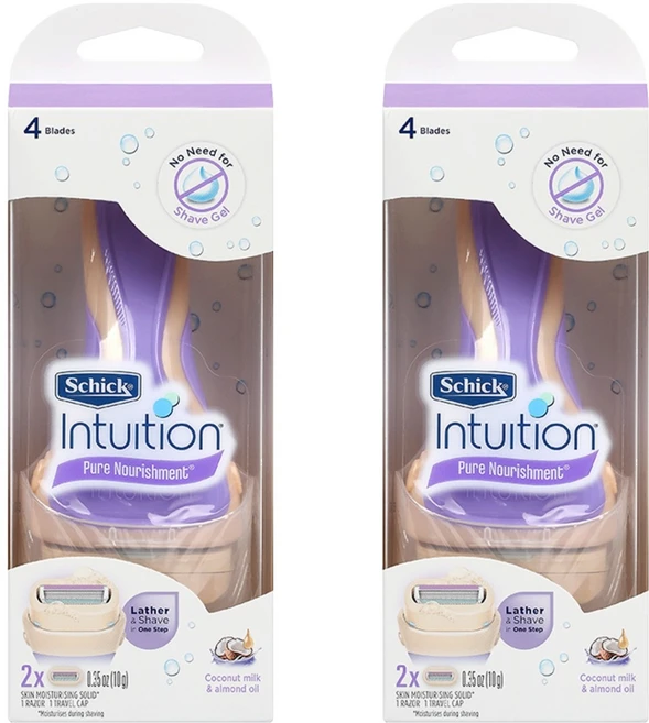 쉬크 인튜이션 퓨어 너뤼시먼트 코코넛 여성면도기, 1개입, 2개 - 쿠팡