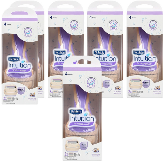 쉬크 인튜이션 퓨어 너뤼시먼트 코코넛 여성면도기, 1개입, 6개