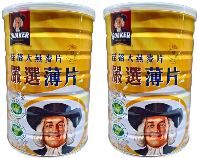 QUAKER 桂格 嚴選薄片麥片, 800g, 2罐