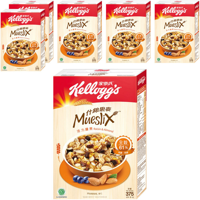 Kellogg's 家樂氏 Mueslix 什錦果麥 葡萄杏仁果, 375g, 6盒