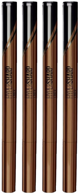 MAYBELLINE 媚比琳 台灣公司貨 超激細抗暈眼線液抗手震版 0.5g, 深邃棕, 4支