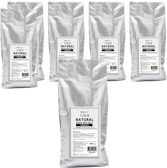 바스참 내추럴 가는입자 사해소금 리필용, 1kg, 6개