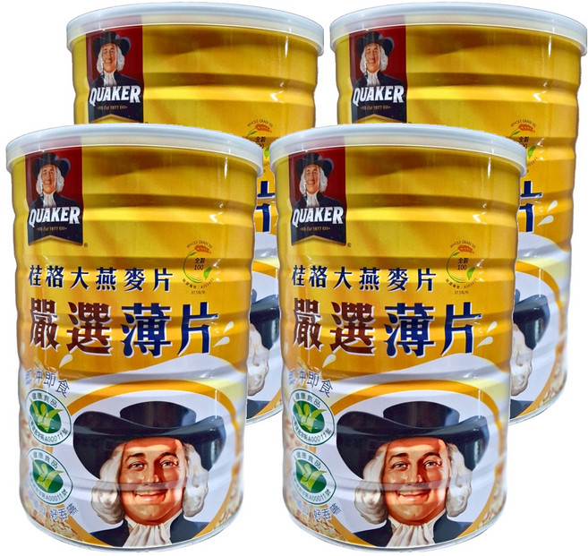 QUAKER 桂格 嚴選薄片麥片, 800g, 4罐