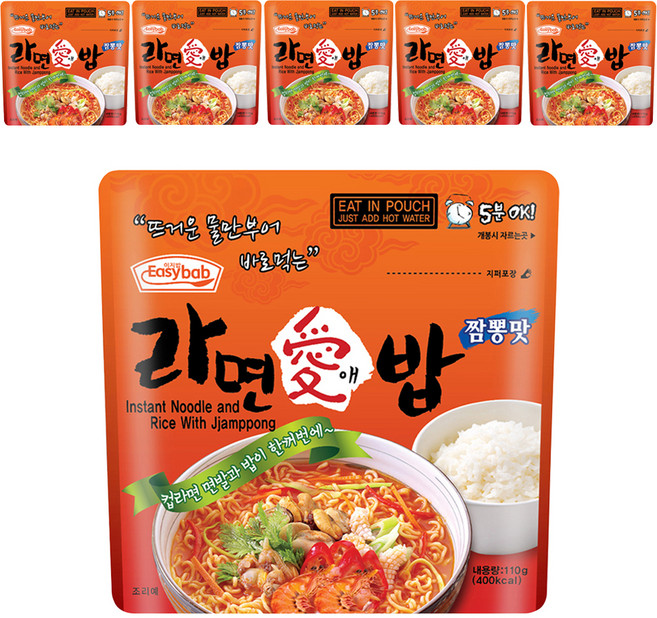 이지밥 라면애밥 짬뽕맛, 110g, 6개