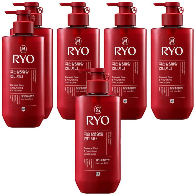 려 함빛 극손상 & 영양 컨디셔너 탈모증상완화 플로럴 파우더리향, 480ml, 6개