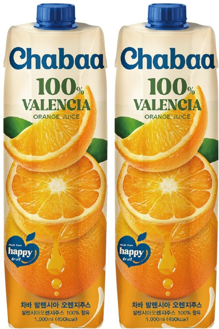 차바 발렌시아 오렌지주스, 1L, 2개