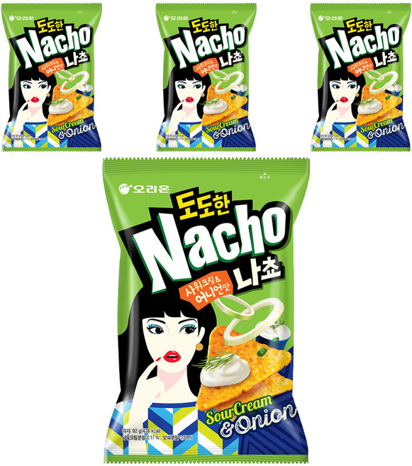 오리온 도도한나쵸 사워크림&어니언맛, 92g, 4개