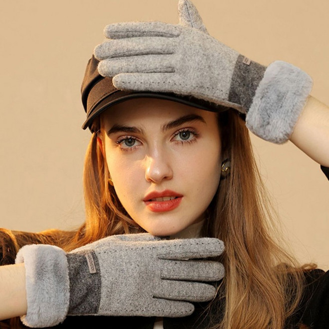 Paperments 女性喀什米爾羊毛縫線觸控手套 12523