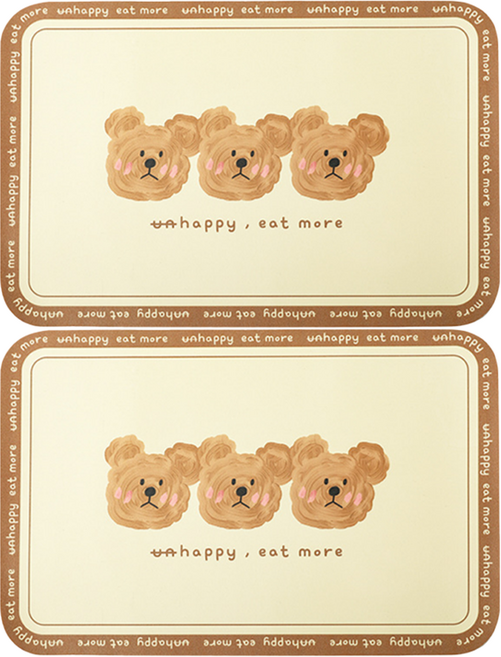 파이네스트원 큐티 베어 식탁 테이블매트, 1, 2개, 45 x 30 cm