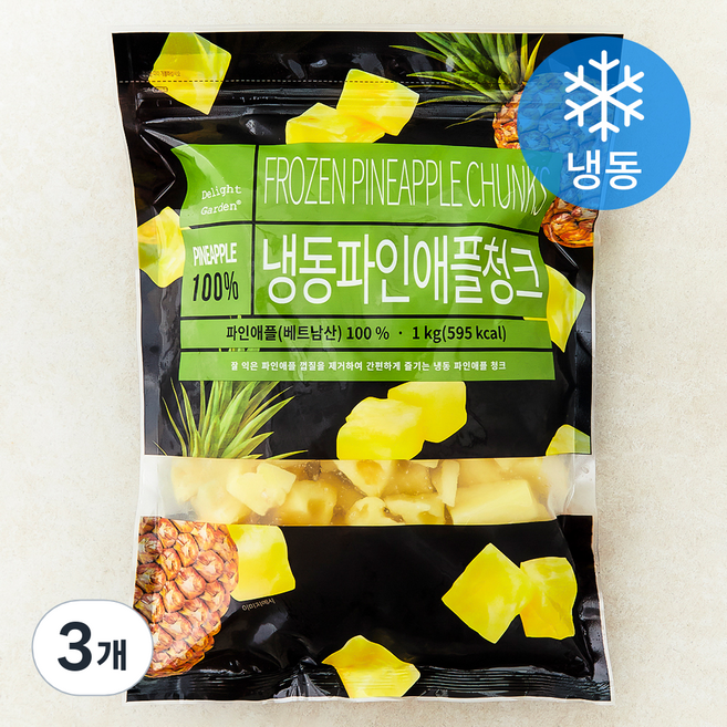 딜라잇가든 파인애플 (냉동), 3개, 1kg