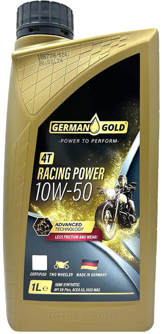 GERMAN GOLD 德國金牌 RACING POWER 4T 10W50 高性能機車機油 1公升, 1罐