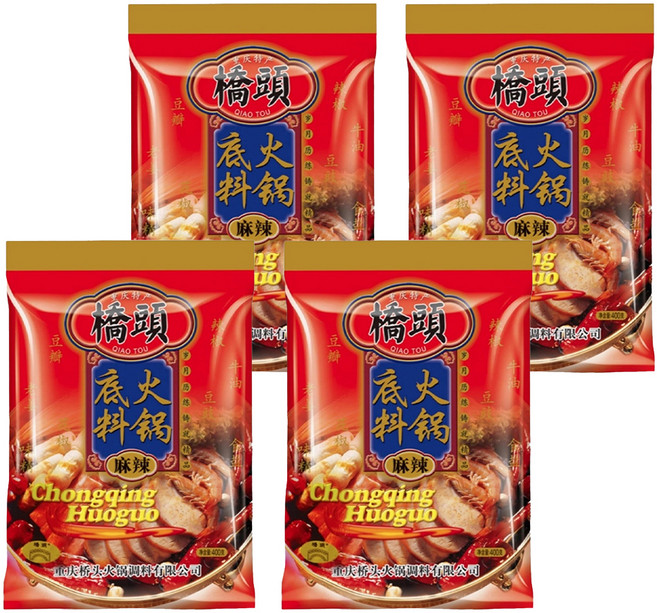橋頭 火鍋底料, 4包, 400g
