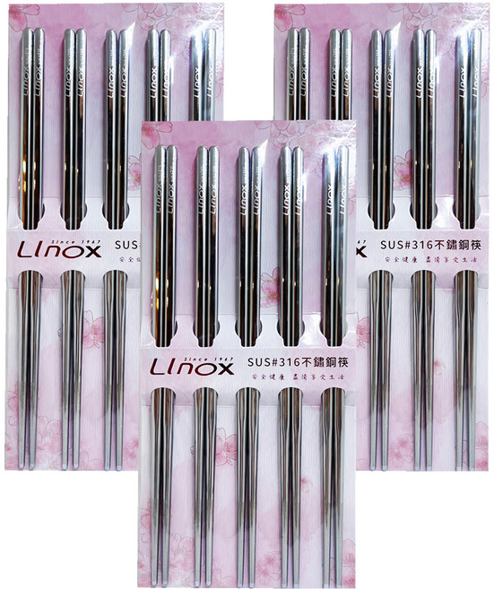 LInox 廚之坊 SUS 316不鏽鋼筷, 不鏽鋼色, 15雙, 單件