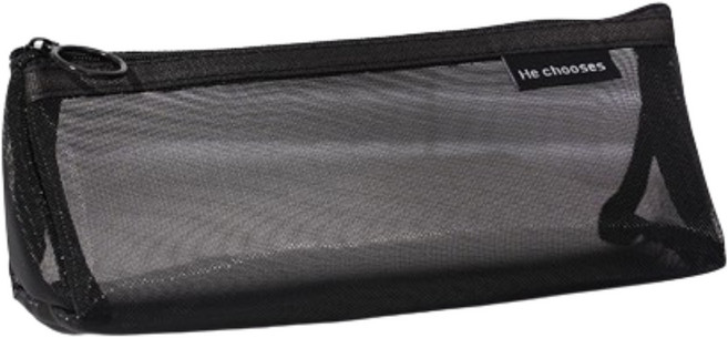 갠지라이프 투명 세모 메쉬 펜파우치 필통, 블랙, 1개