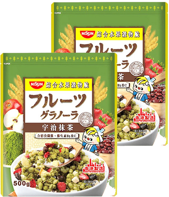 NISSIN 日清 綜合水果穀物脆 宇治抹茶, 500g, 2包