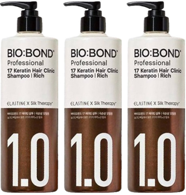 엘라스틴 실크테라피 바이오본드 리치 샴푸 화이트 플로럴 머스크, 450ml, 3개