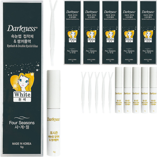 다크니스 포시즌 속눈썹 접착제 쌍꺼풀액, 흰색, 6개