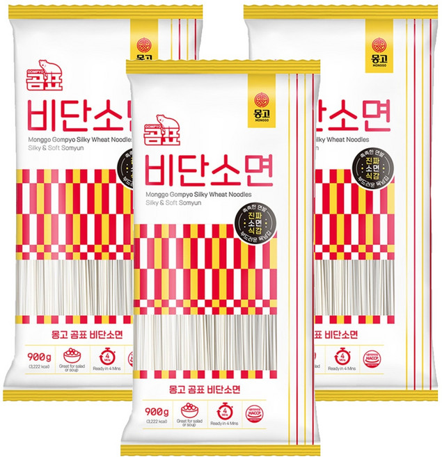 몽고 곰표 비단 소면, 900g, 3개