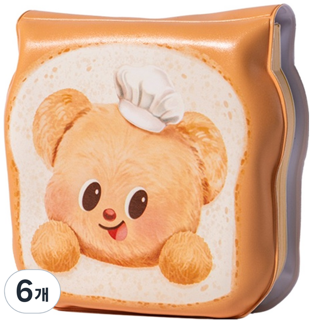델리 버터베어 식빵 메모지, 브라운, 6개, 80매