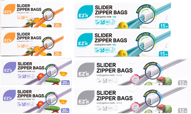 EZn이지엔 슬라이더 지퍼백 4종 세트, 혼합, 67개입, 2세트