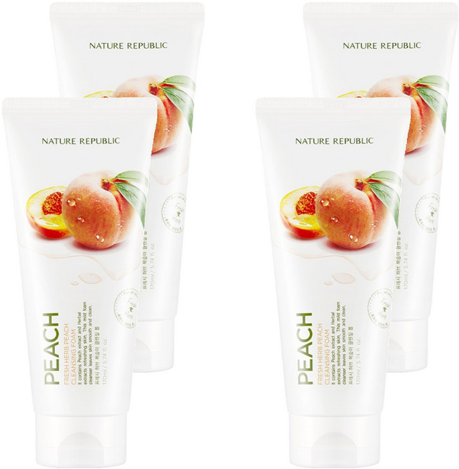 NATURE REPUBLIC 清新草本水蜜桃潔面乳, 4個, 170ml