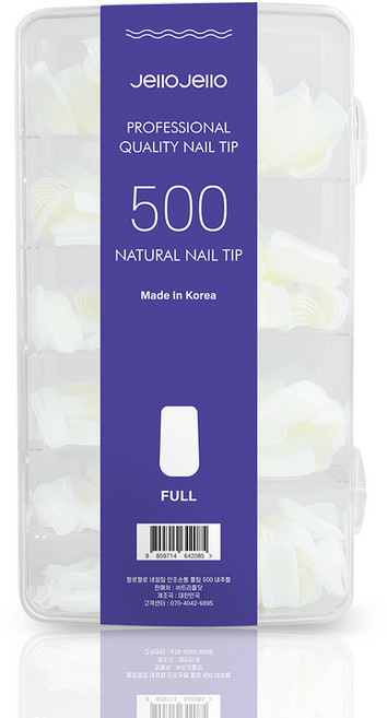 젤로젤로 인조 네일 팁 500p 세트, 1개, 풀팁 내추럴