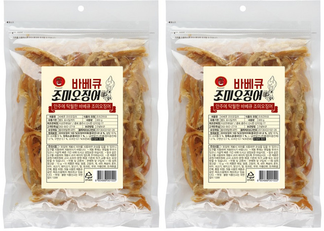 코주부 바베큐 조미오징어, 300g, 2개