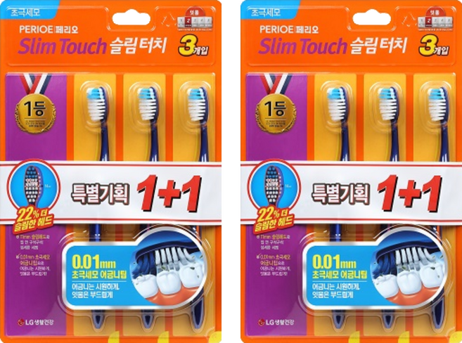 페리오 슬림터치 초극세모 칫솔, 2개, 6개입