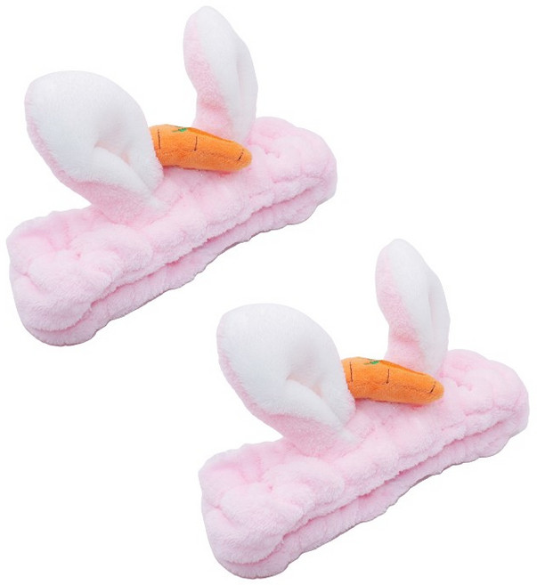 토끼당근 세안밴드, 2개, 핑크