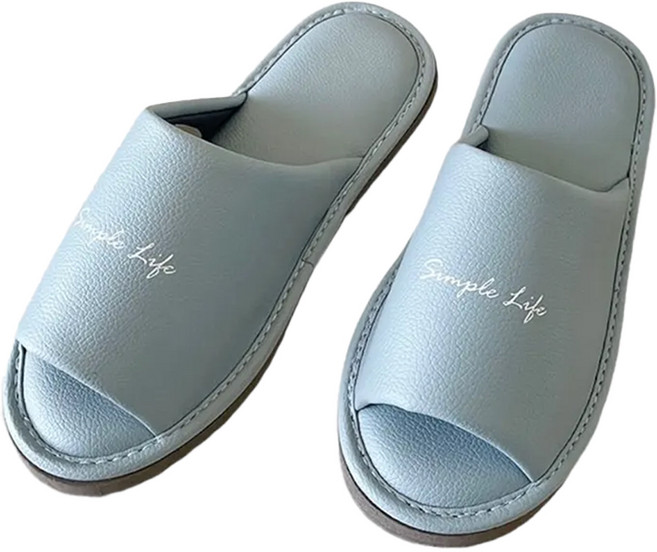 TAIWAN SLIPPER 台灣犀利趴 i Slippers 台灣製造 淬斂系列 躍色皮質室內拖鞋, 冰湖藍, 1雙