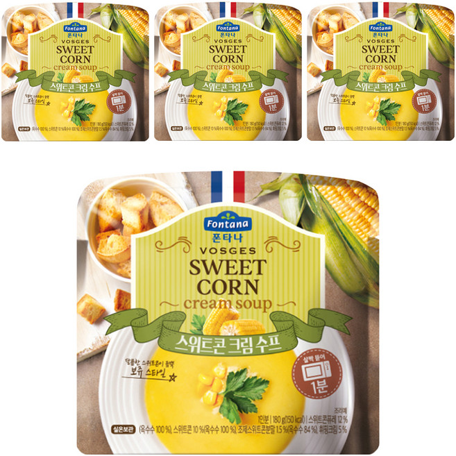 폰타나 스위트콘 크림 전자레인지용 수프, 180g, 4개