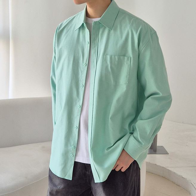 단군 남성용 옥스포드 코튼 솔리드 셔츠 IP S009