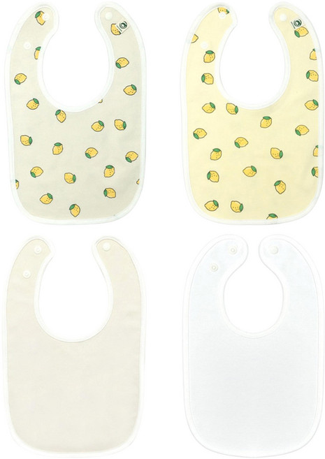 檸檬4件組兔圍兜, 1組, 4個, 檸檬(米色 + 黃色) + 素色(米色 + 象牙白)