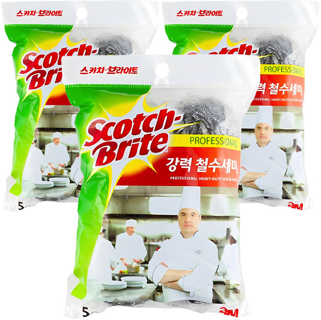3M Scotch-Brite 百利 強力鋼絲絨, 3個, 5入 x 單一顏色, 5入