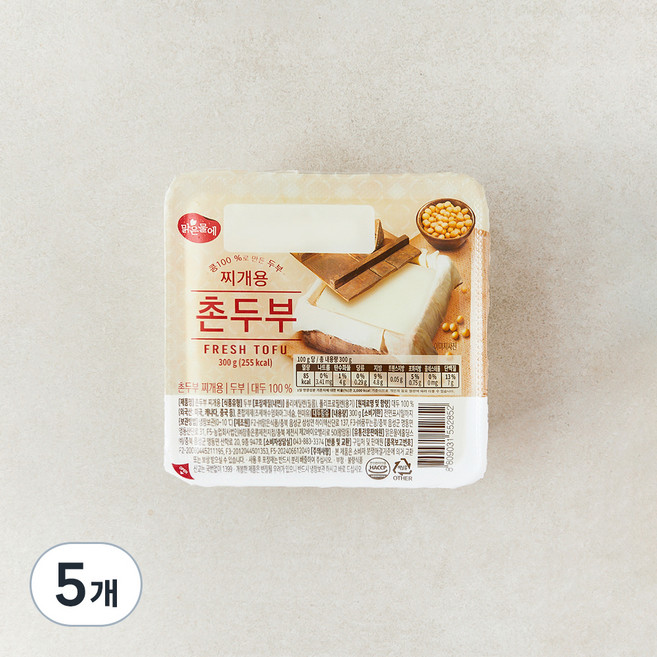맑은물에 촌두부 찌개용, 5개, 300g