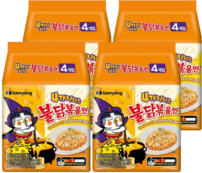 Buldak Ramen 火辣雞肉鐵板炒麵 4重起司風味 145g, 16包
