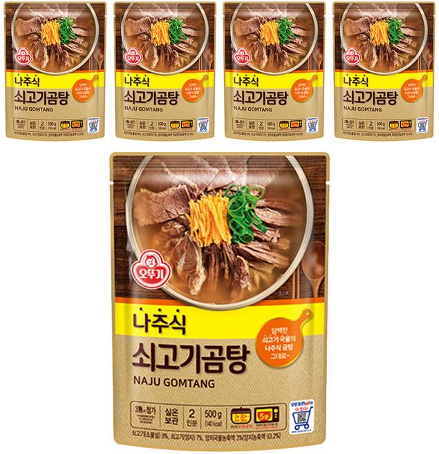 오뚜기 나주식 쇠고기 곰탕, 5개, 500g