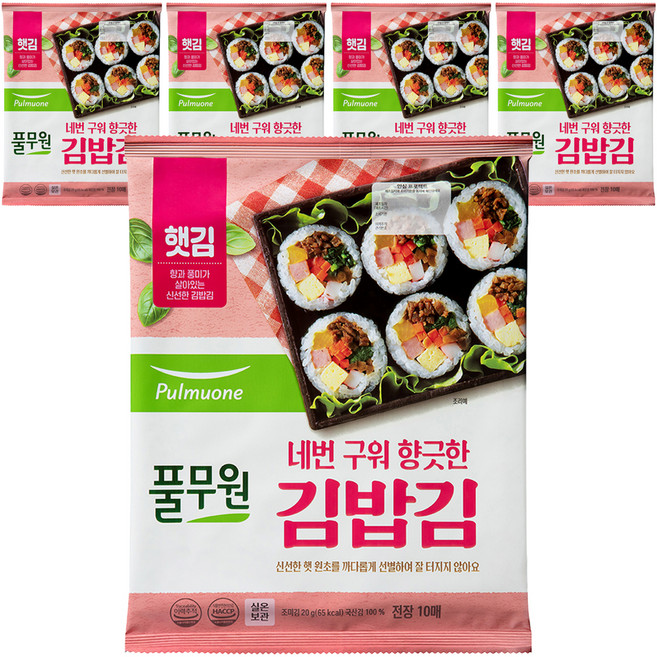 Pulmuone 圃美多 海苔飯捲專用海苔, 20g, 5包