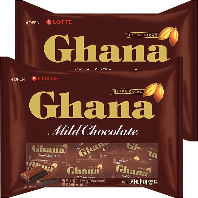 가나 마일드 초콜릿 미니, 175g, 2개