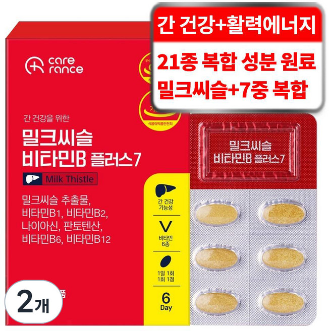 케어란스 7중 복합 기능성 밀크씨슬 비타민B 플러스 7 5.4g, 2개, 6정