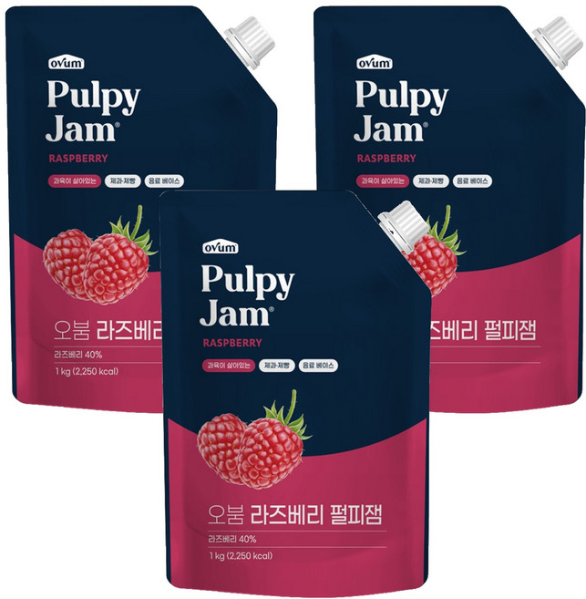 오붐 라즈베리 펄피잼, 1kg, 3개