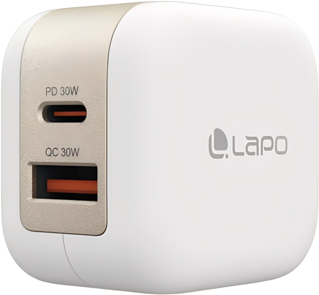 LaPO 30W 2 Port GaN 充電器 快充 1C1A Lch30 白色
