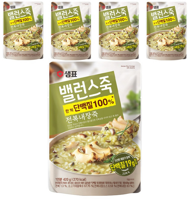 샘표 밸런스죽 전복내장죽, 420g, 5개