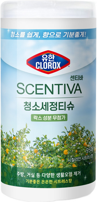 유한클로락스 센티바 청소세정티슈 시칠리안시트러스향 95매, 1개