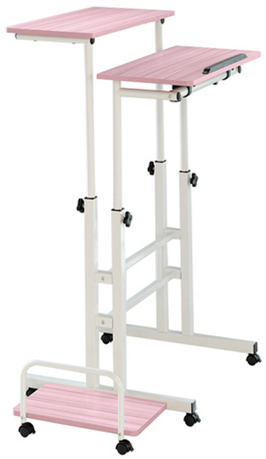 생활살림 스탠딩 높이조절 일반형 테이블, 핑크