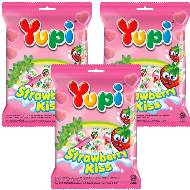 Yupi 草莓之吻造型軟糖, 110g, 3袋