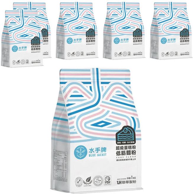 聯華製粉 BLUE JACKET 水手牌 超級蛋糕粉 低筋麵粉, 1kg, 6袋